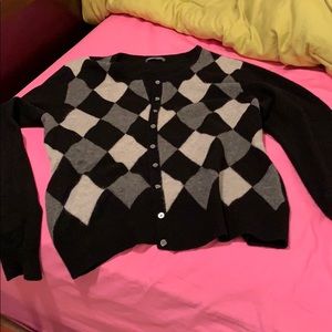 Apartment 9 black argyle cashmere cardigan XL
